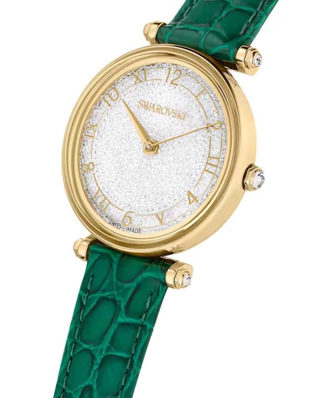 Swarovski Crystalline Wonder Silver Dial Green Leather Strap Watch for Women - 5656893