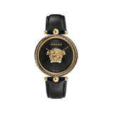 Versace Palazzo Empire Black Dial Black Leather Strap Watch for Women - VCO020017