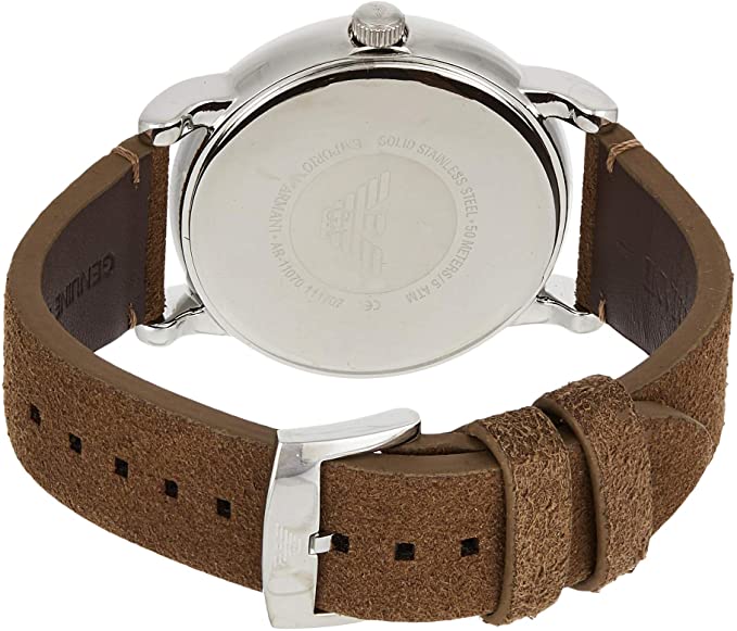 Emporio Armani Luigi Quartz Gray Dial Brown Leather Strap Watch For Men - AR11070
