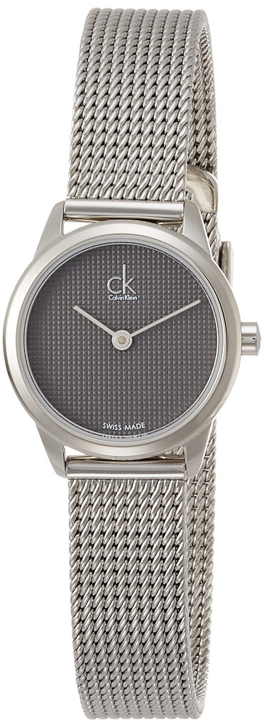 Calvin Klein Minimal Grey Dial Silver Mesh Bracelet Watch for Women - K3M2312X
