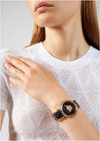 Versace Palazzo Empire Greca Black Dial Black Leather Strap Watch for Women - VEDV00719