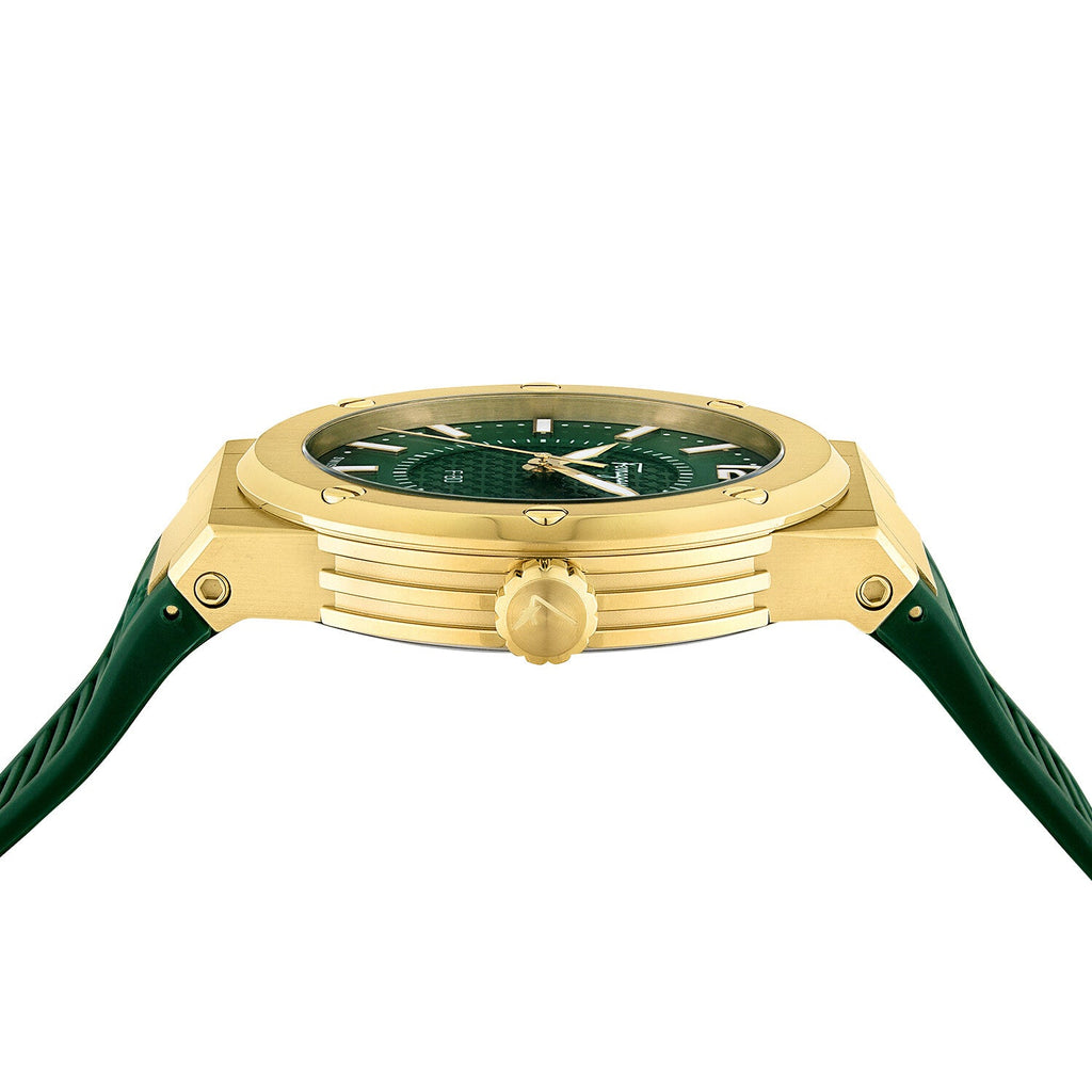Salvatore Ferragamo F-80 Classic Green Dial Green Rubber Strap Watch for Men - SFHY02022