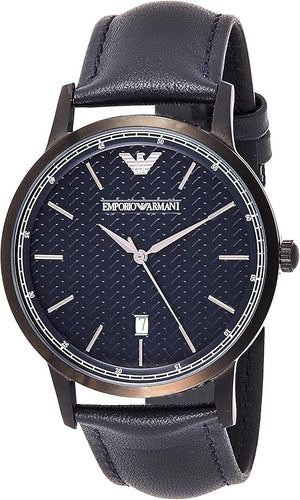 Emporio Armani Renato Blue Dial Blue Leather Strap Watch For Men - AR2479