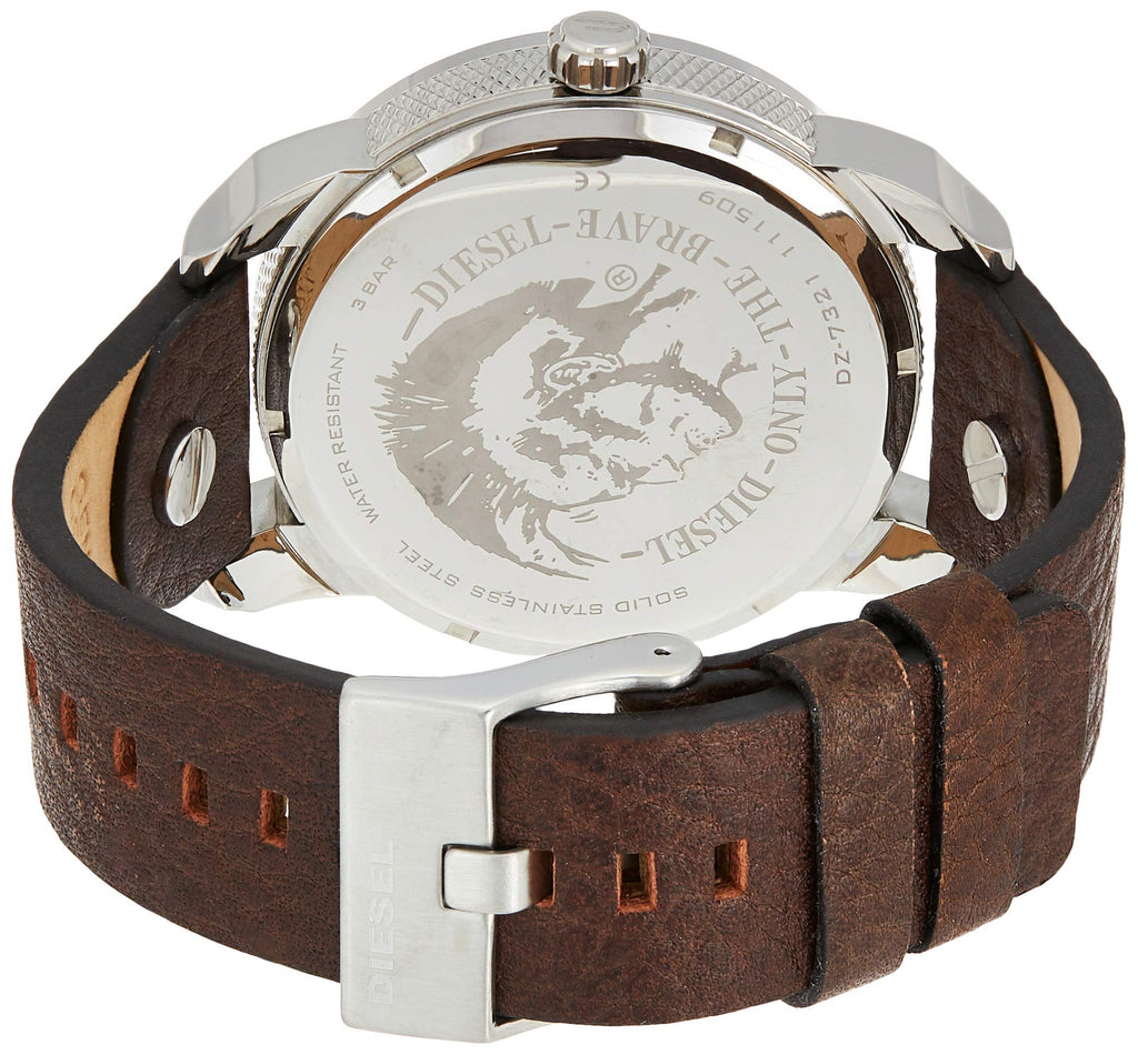 Diesel Mini Daddy LIght Blue Dial Brown Leather Strap Watch For Men - DZ7321