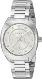 Gucci G Frame Quartz Diamonds Silver Dial Silver Steel Strap Watch For Women - YA142504