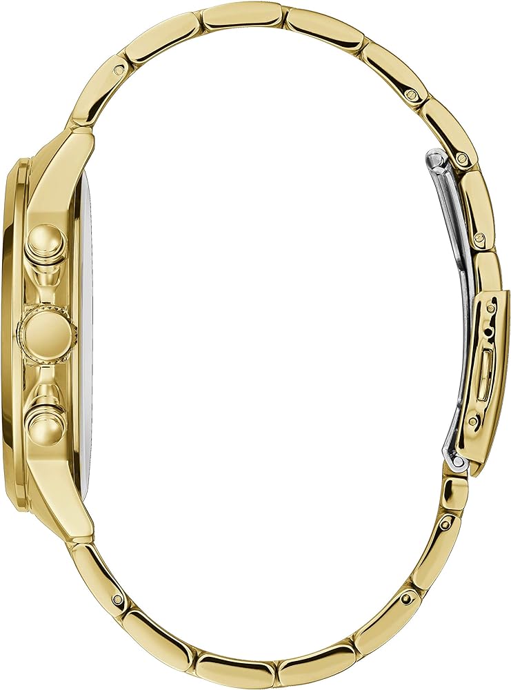 Guess Horizon Chronograph Black Dial Gold Steel Strap Watch For Men - W0379G4