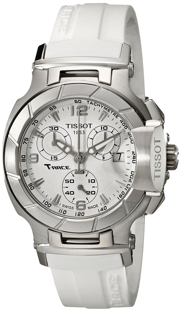 Tissot T Race Lady Chronograph White Dial White Rubber Strap Watch for Women - T048.217.17.017.00