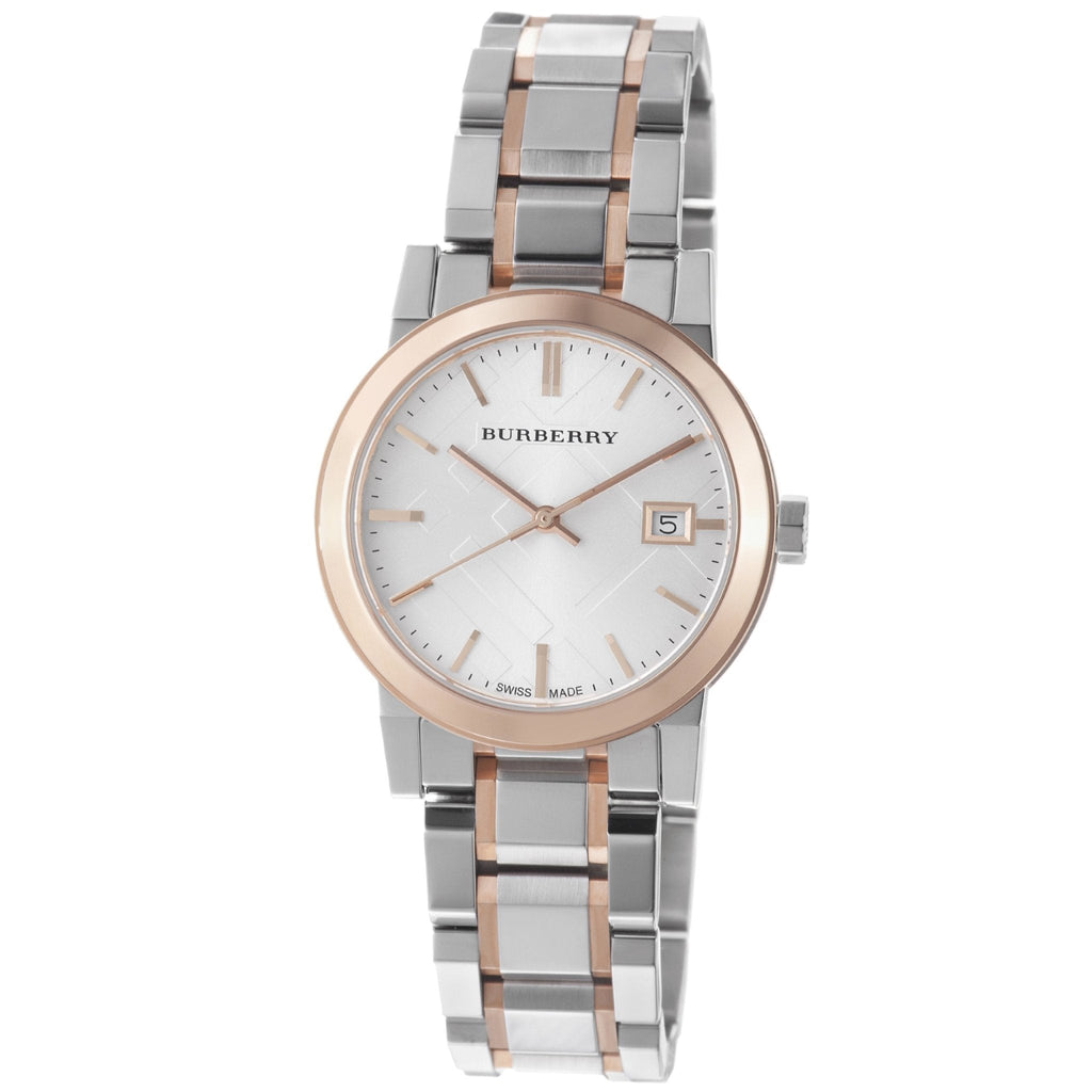 Burberry The City White Dial Two Tone Steel Strap Watch for Women - BU9105