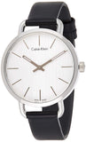 Calvin Klein Even Silver Black Leather Strap Watch for Women - K7B231C6