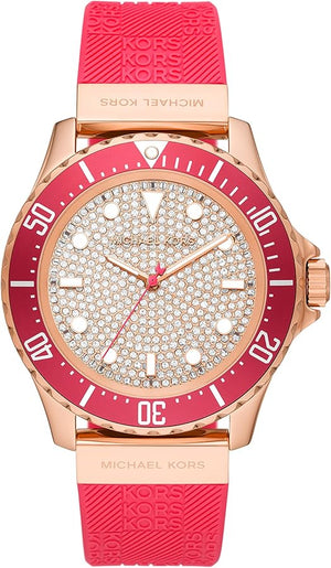 Michael Kors Everest Analog Rose Gold Dial Pink Silicone Strap Watch For Women - MK7359