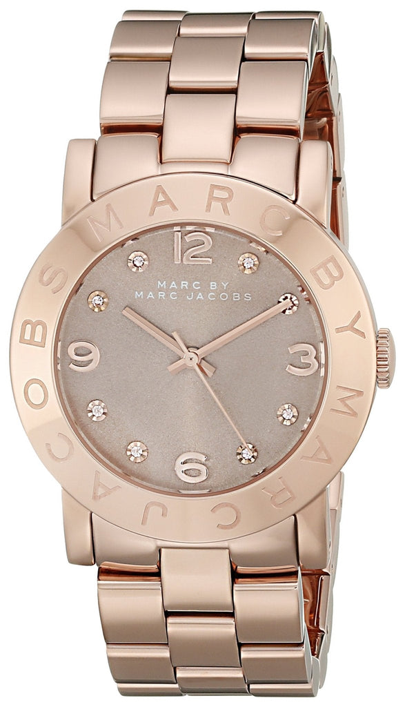 Marc Jacobs Amy Glitz Brown Dial Rose Gold Steel Strap Watch for Women - MBM3221