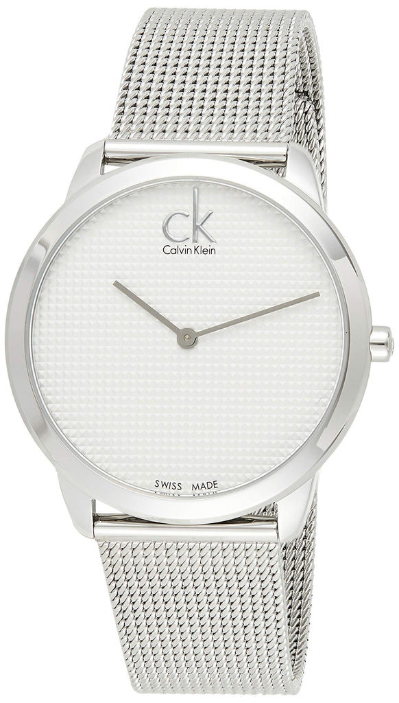 Calvin Klein Minimal White Dial Silver Mesh Bracelet Watch for Men - K3M2112Y