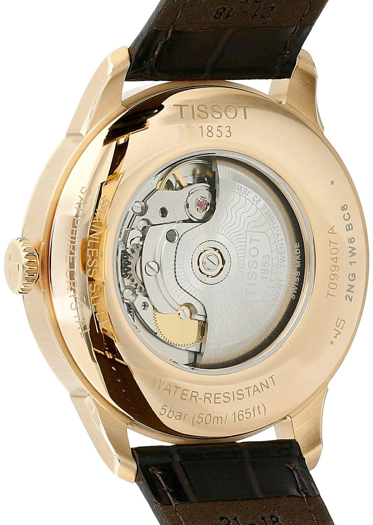 Tissot Chemin Des Tourelles Powermatic 80 Silver Dial Brown Leather Strap Watch For Men - T099.407.36.037.00