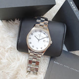 Marc Jacobs Henry Diamonds White Dial Silver Steel Strap Watch for Women - MBM3044
