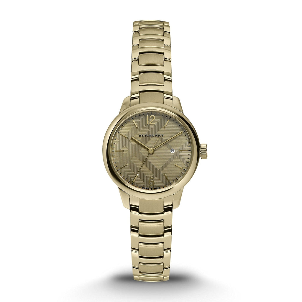 Burberry The Classic Champagne Dial Gold Steel Strap Watch for Women - BU10109