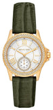 Michael Kors Mini Everest Crystals White Dial Green Leather Strap Watch for Women - MK4720