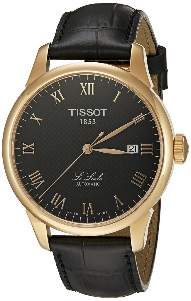 Tissot T Classic Le Locle Automatic Black Dial Black Leather Strap Watch For Men - T41.5.423.53