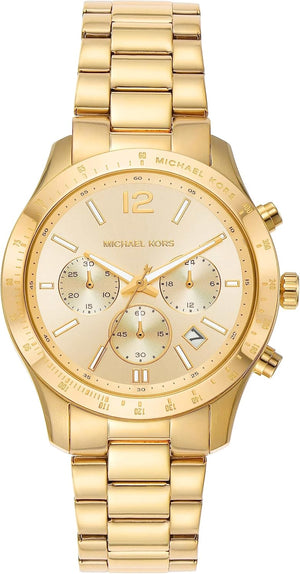Michael Kors Berkley Chronograph Gold Dial Gold Steel Strap Watch For Women - MK7411