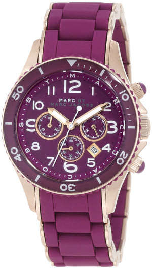 Marc Jacobs Rock Chronograph Purple Dial Purple Silicone Strap Watch for Women - MBM2576