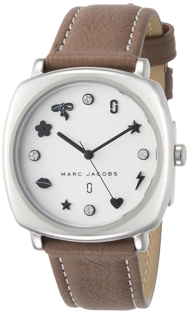 Marc Jacobs Mandy Silver Dial Brown Leather Strap Watch for Women - MJ1563