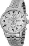Hugo Boss Aeroliner Chronograph White Dial Silver Steel Strap Watch For Men - 1512445