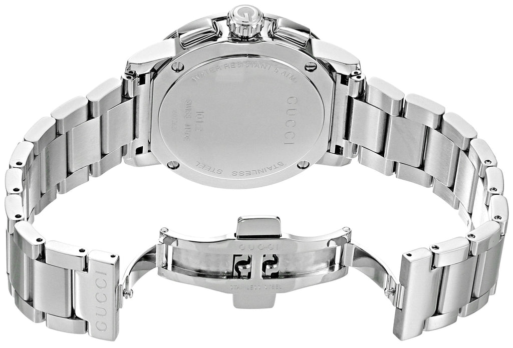 Gucci G Chrono Black Dial Silver Steel Strap Watch For Men - YA101204