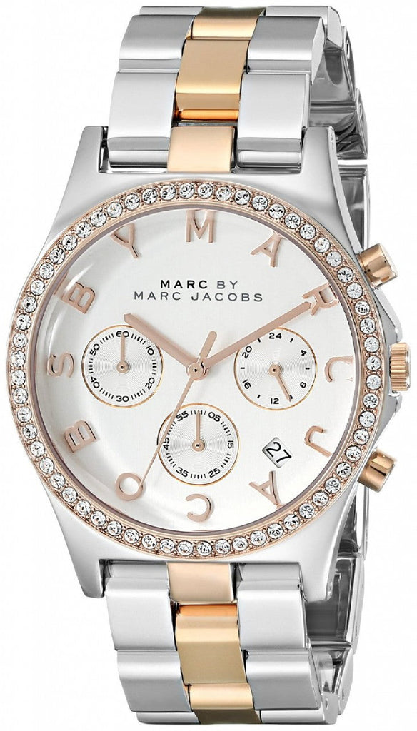 Marc Jacobs Henry Chronograph Silver Dial Two Tone Steel Strap Watch for Women - MBM3106