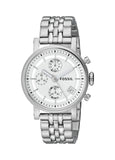 Fossil Boyfriend Chronograph Silver Dial Silver Steel Strap Watch for Women - ES2198