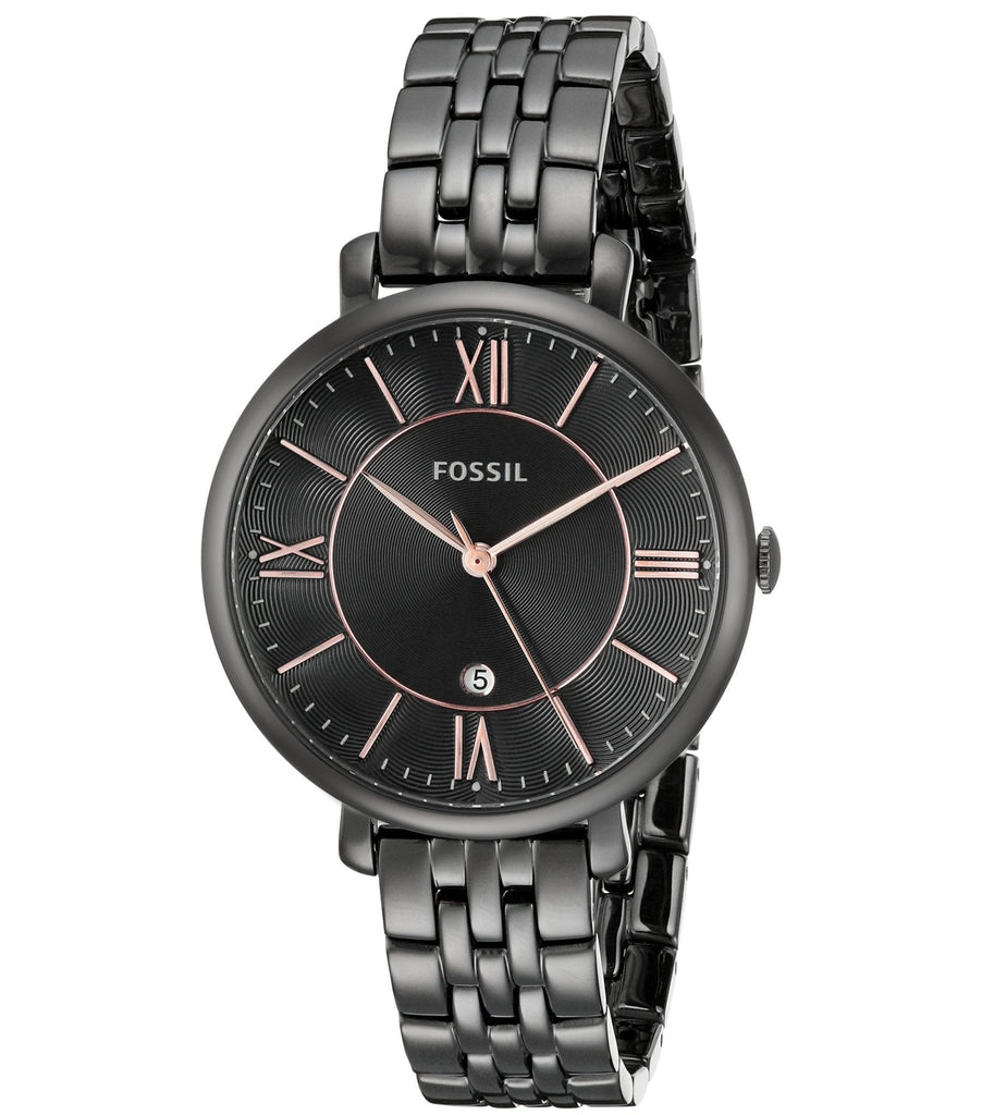 Fossil Jacqueline Black Dial Black Mesh Bracelet Watch for Women - ES3614
