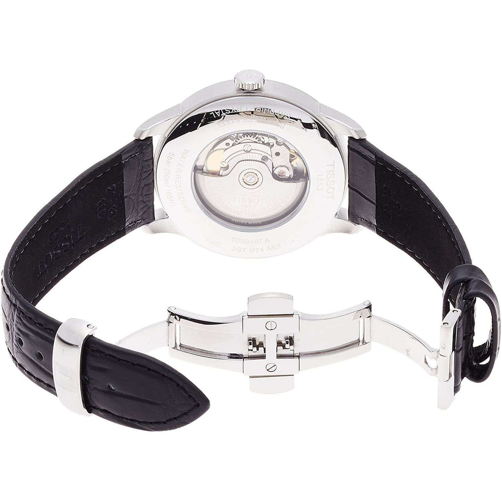 Tissot Chemin Des Tourelles Powermatic 80 Black Dial Black Leather Strap Watch For Men - T099.407.16.058.00
