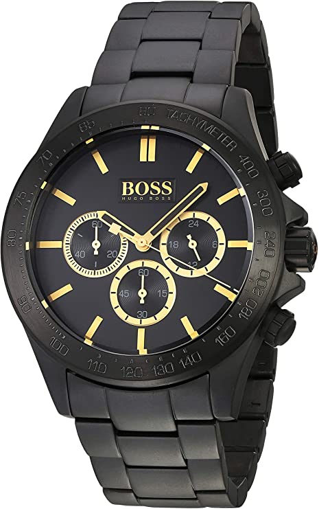 Hugo Boss Ikon Black Dial Black Steel Strap Watch for Men - 1513278