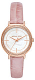 Michael Kors Cinthia Mother of Pearl Dial Pink Leather Strap Watch for Women - MK2663