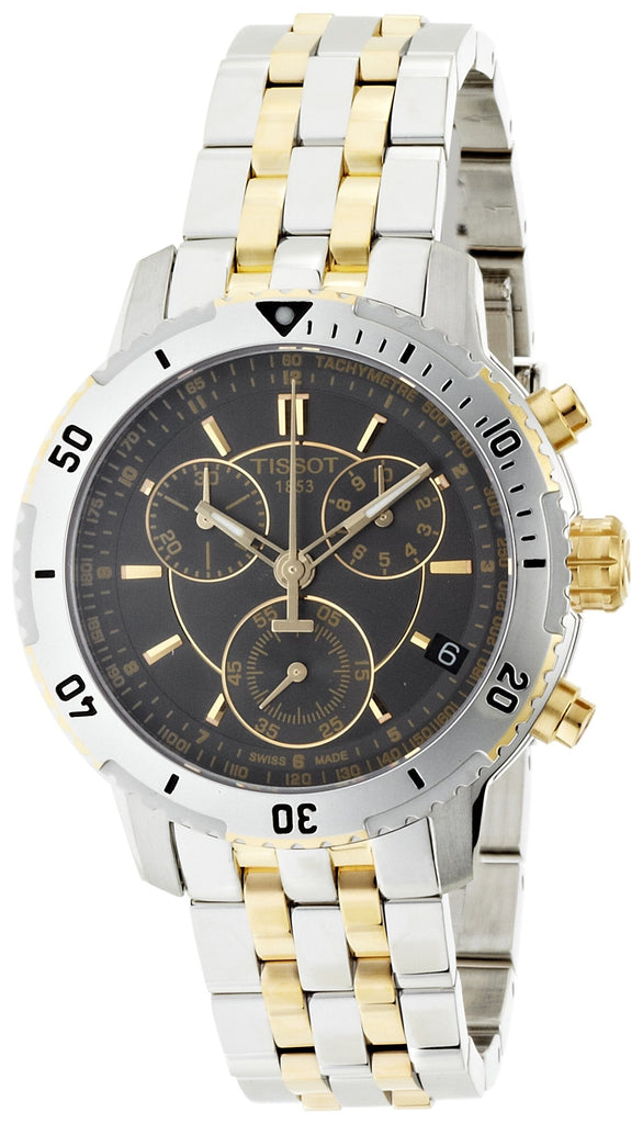 Tissot T Sport PRS 200 Chronograph Black Dial Two Tone Steel Strap Watch For Men - T067.417.22.051.00