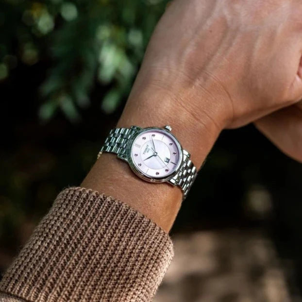 Tissot Carson Premium Lady Mother of Pearl Pink Dial Silver Steel Strap Watch For Women - T122.210.11.159.00
