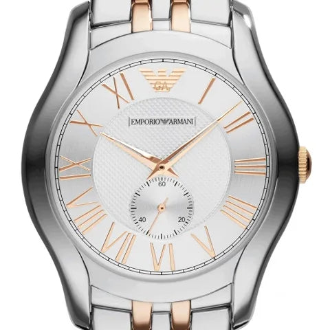 Emporio Armani Classic Quartz Silver Dial Two Tone Steel Strap Watch For Men - AR1824