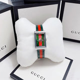 Gucci G Frame Quartz Green & Red Mother of Pearl Dial Multicolor Leather Strap Watch For Women - YA147408