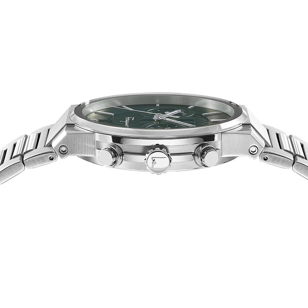Salvatore Ferragamo Sapphire Chrono Green Dial Silver Steel Strap Watch for Men - SFME00421