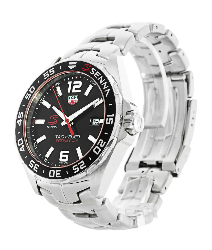 Tag Heuer Formula 1 Senna Limited Edition Black Dial Silver Steel Strap Watch for Men - WAZ1012.BA0883