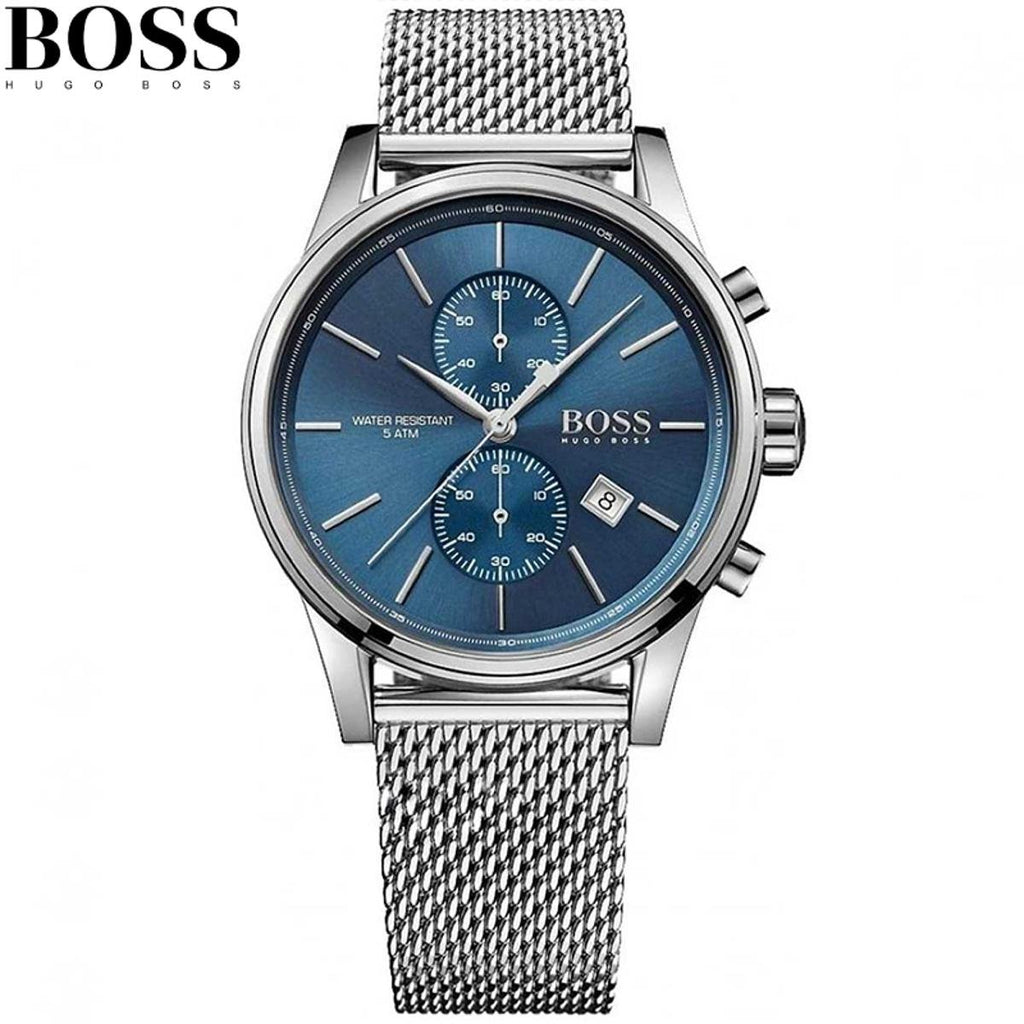 Hugo Boss Jet Blue Dial Gunmetal Mesh Bracelet Watch for Men  - 1513677