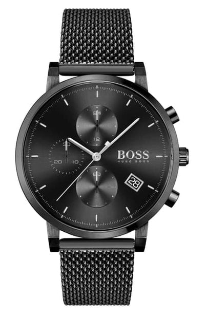 Hugo Boss Integrity Black Dial Black Mesh Bracelet Watch for Men - 1513813
