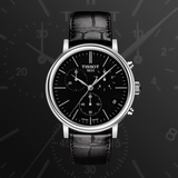 Tissot Carson Premium Chronograph Black Dial Black Leather Strap Watch For Men - T122.417.16.051.00