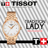 Tissot T Classic Tradition Lady White Dial Rose Gold Steel Strap Watch for Women - T063.210.33.037.00