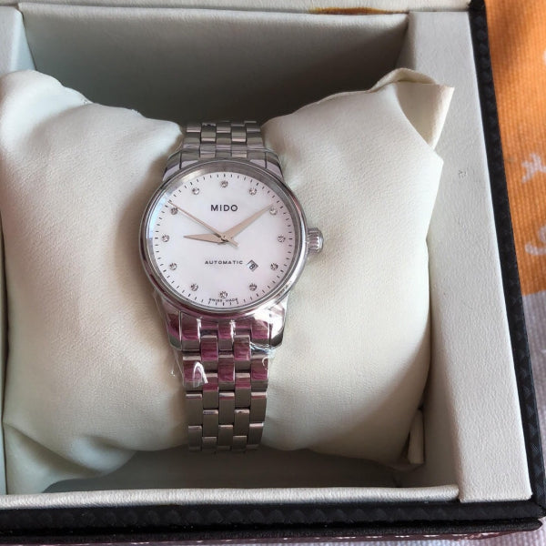Mido Baroncelli Automatic Mother Of Pearl Dial Silver Steel Strap Watch For Women - M7600.4.69.1