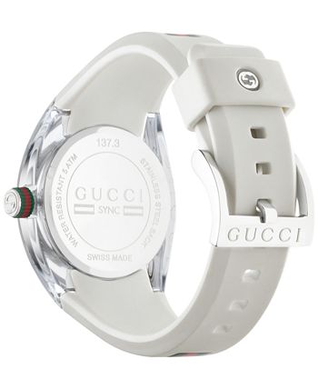 Gucci Sync Quartz White Dial White Rubber Strap Unisex Watch - YA137302