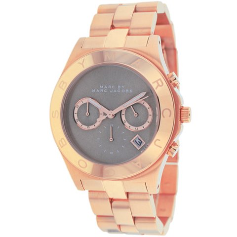 Marc Jacobs Blade Chronograph Brown Dial Rose Gold Steel Strap Watch for Women - MBM3308