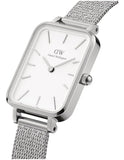 Daniel Wellington Quadro Sterling White Dial Silver Mesh Strap Watch For Women - DW00100438