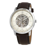 Fossil Neutra Automatic Skeleton White Dial Brown Leather Strap Watch for Men - ME3184