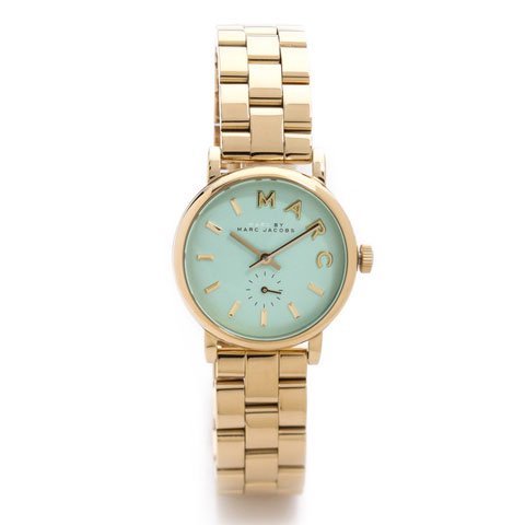 Marc Jacobs Baker Mint Green Dial Gold Steel Strap Watch for Women - MBM3284