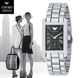 Emporio Armani Classic Black Dial Silver Stainless Steel Watch For Women - AR0157