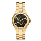 Michael Kors Lennox Quartz Black Dial Gold Steel Strap Watch For Women - MK7404